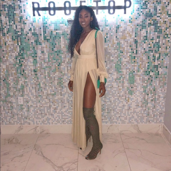 Shoes - Shutz Olive Colored Caged Thigh High Heels